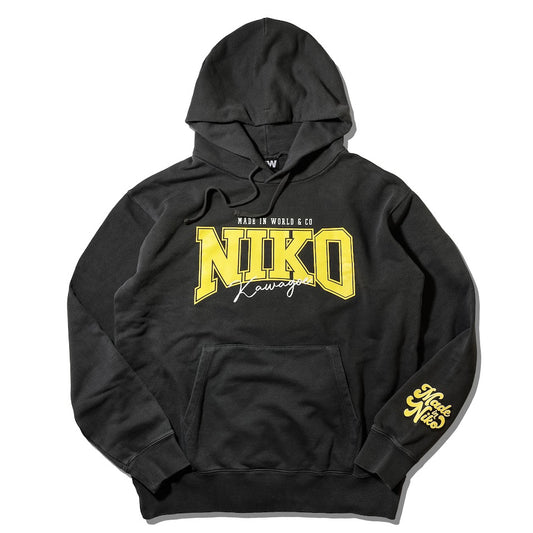 川越にこ × MIW  NIKO COLLEGE LOGO HOODIE BLACK×YELLOW