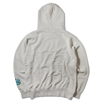 川越にこ × MIW  NIKO COLLEGE LOGO HOODIE NATURAL×BLUE