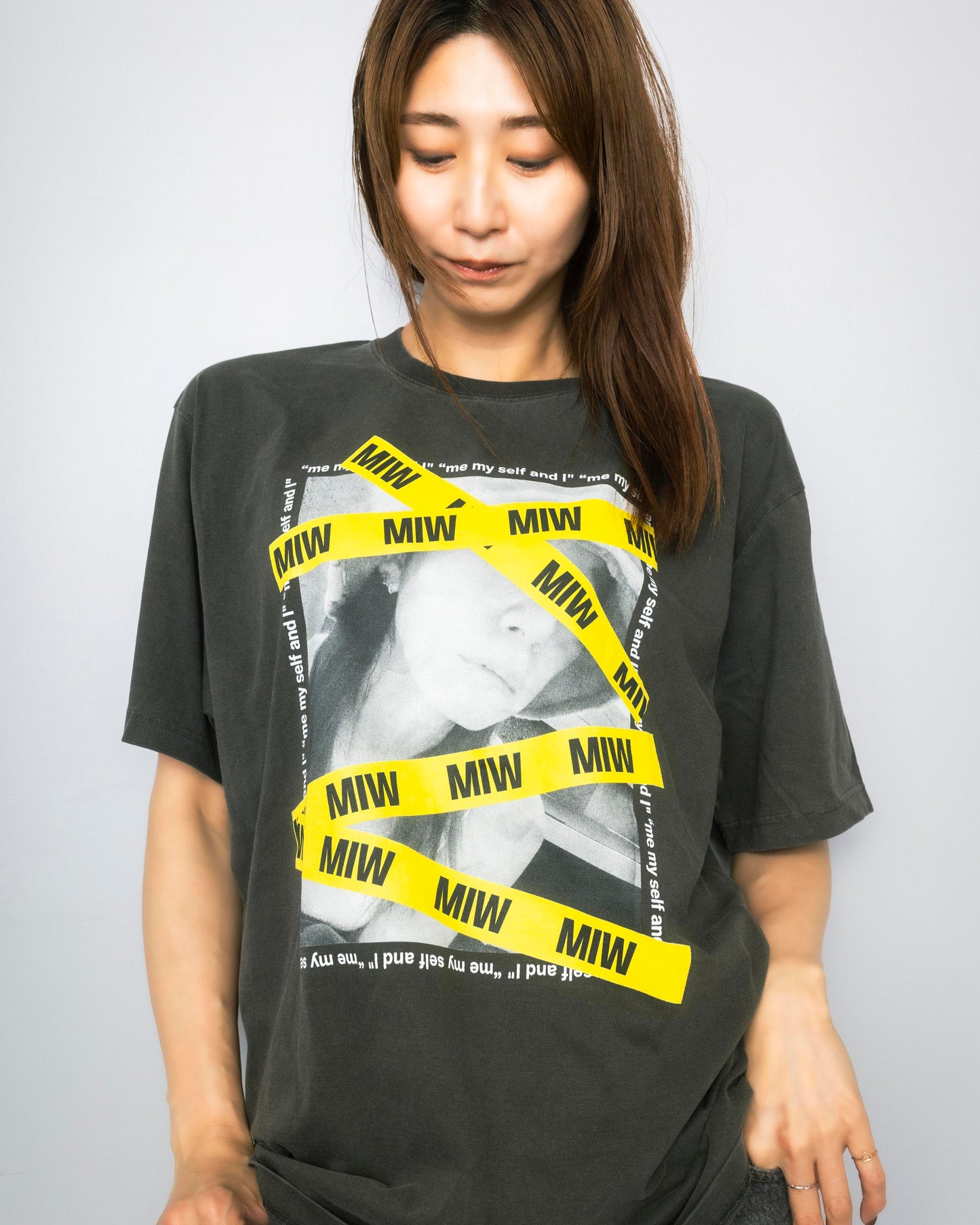 crew neck tee MIW tape ink blck 大友愛×MIW