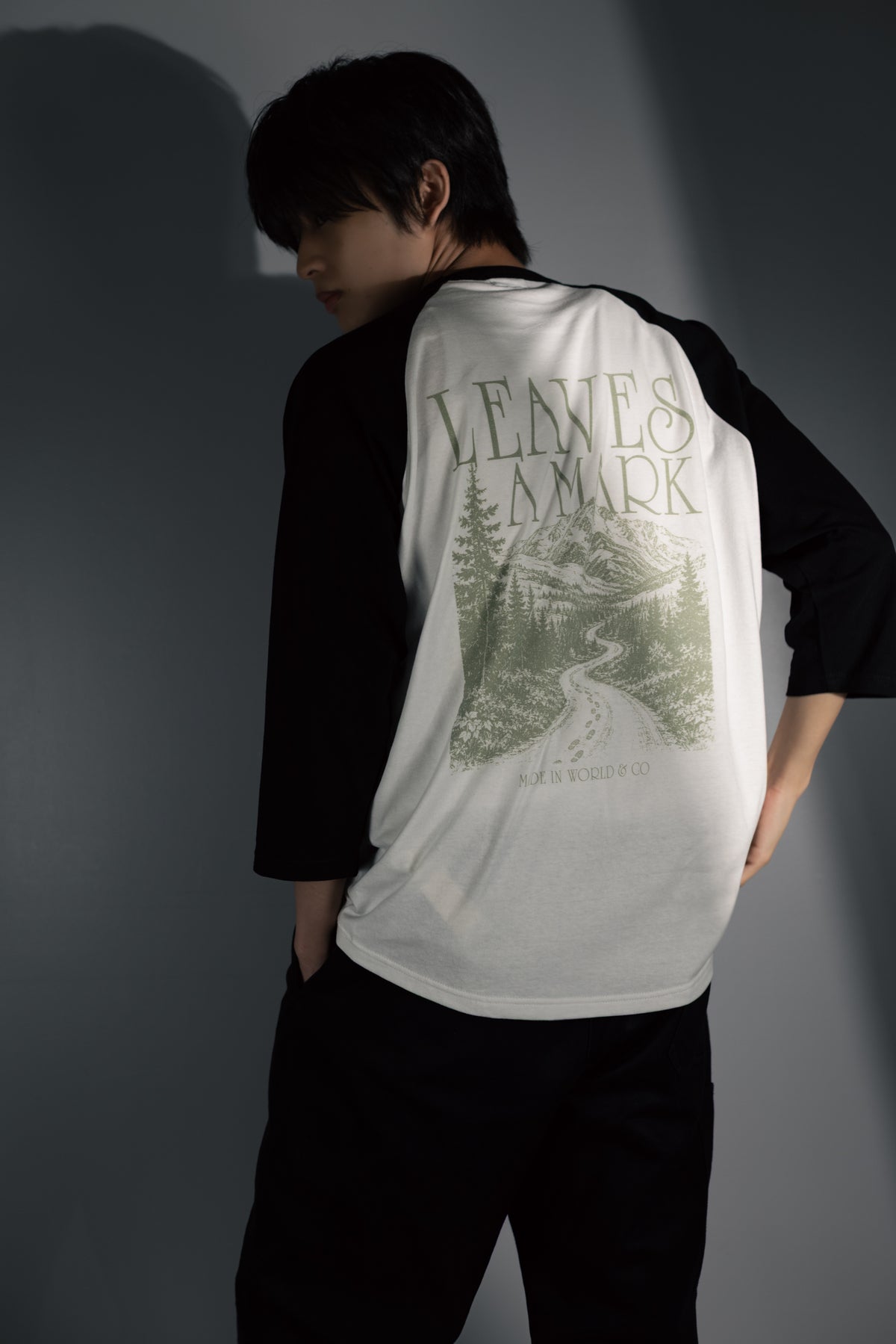 柊太朗 × MIW 3/4 sleeve raglan tee white