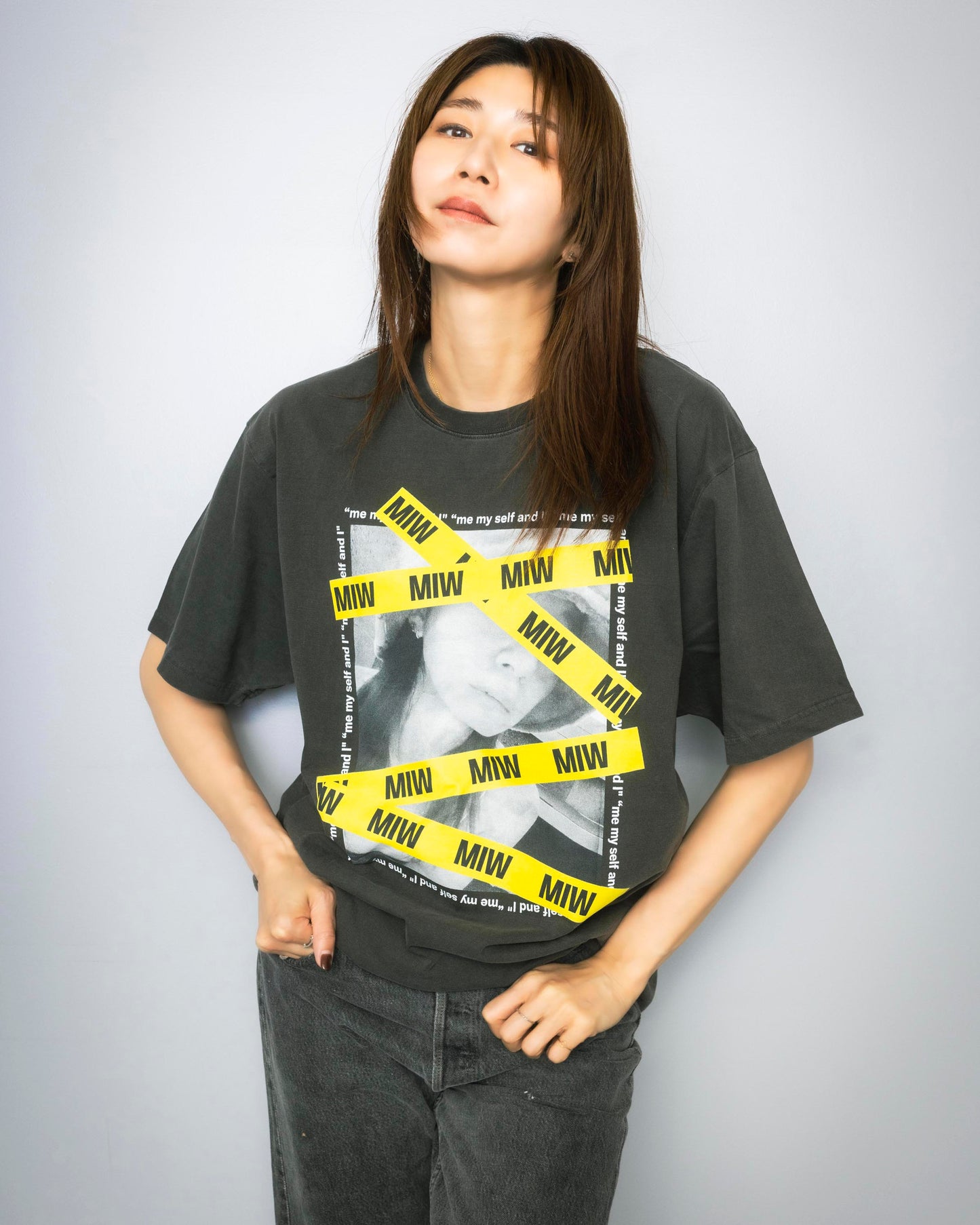 crew neck tee MIW tape ink blck 大友愛×MIW