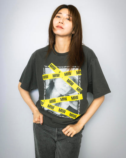 crew neck tee MIW tape ink blck 大友愛×MIW
