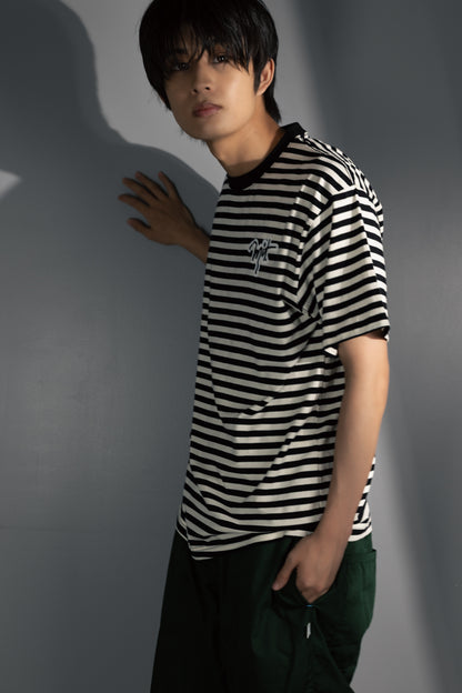 柊太朗 × MIW Border T-shirt white・black