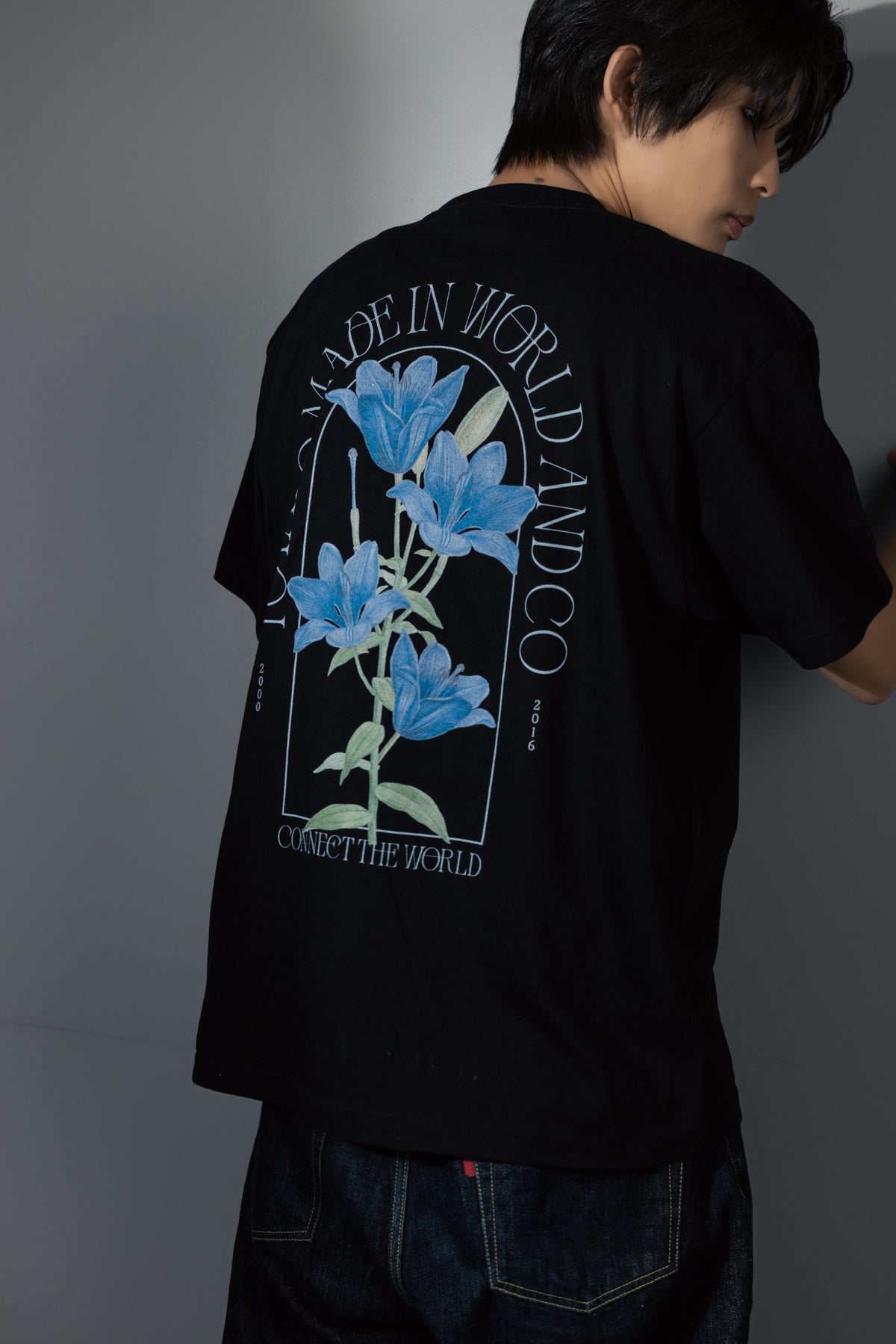 柊太朗 × MIW Flower T-shirt black