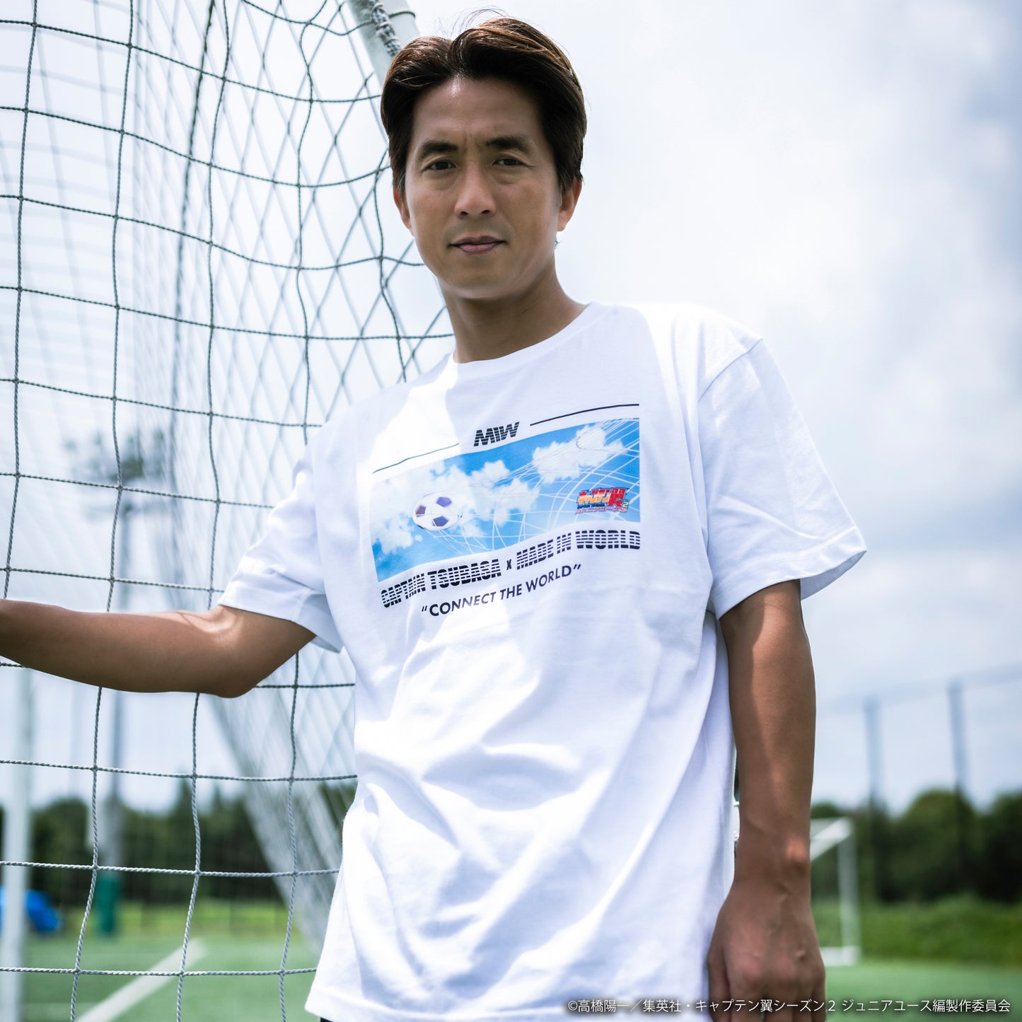 CAPTAIN TSUBASA member crew neck tee white