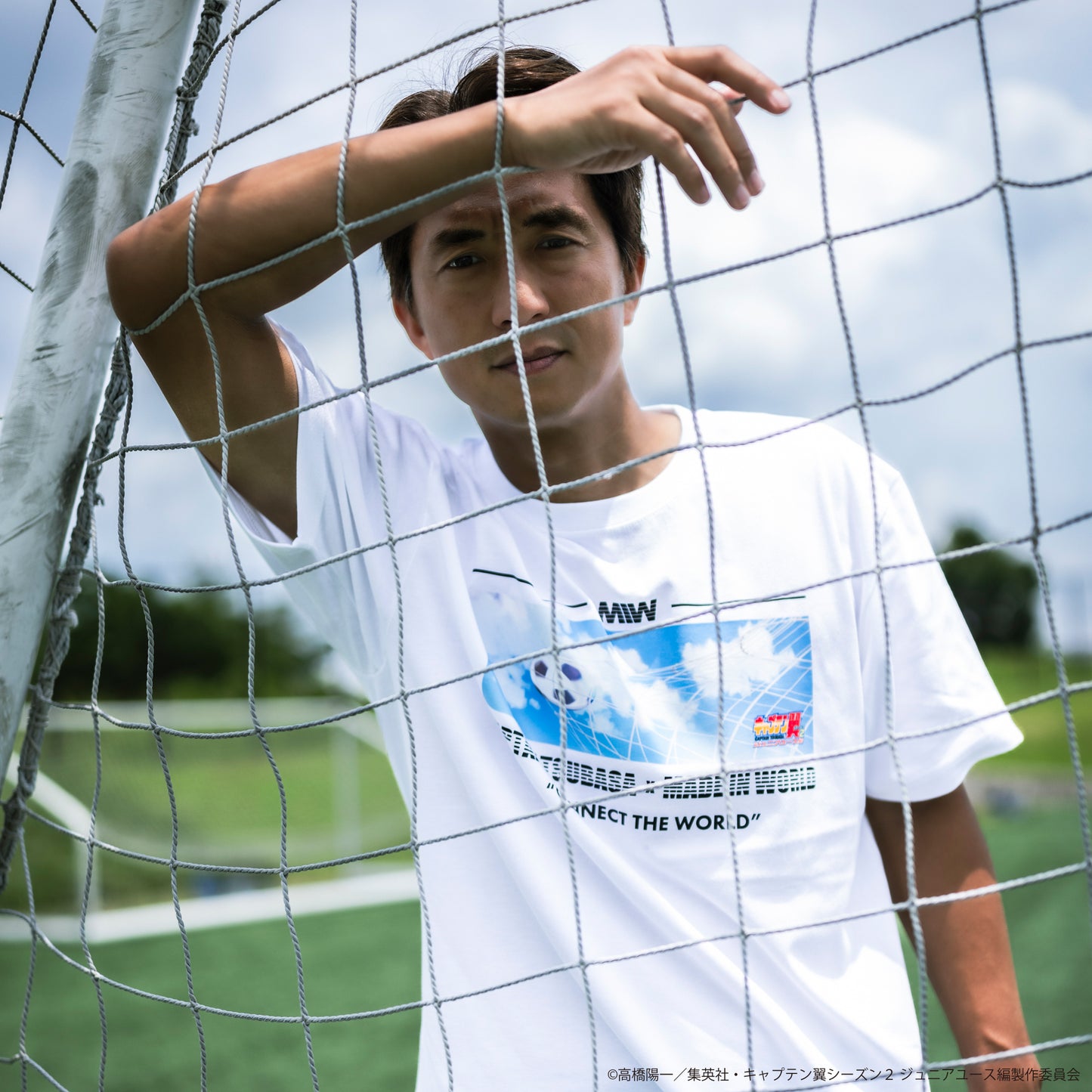 CAPTAIN TSUBASA member crew neck tee white