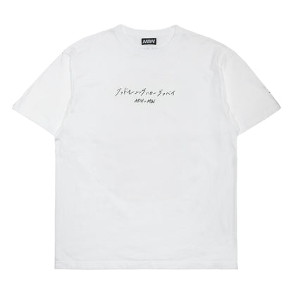 ASH DA HERO crewneck tee(GOOD MORNING HELLO GOOD BYE) white