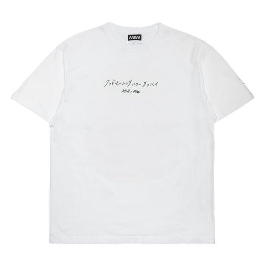 ASH DA HERO crewneck tee(GOOD MORNING HELLO GOOD BYE) white