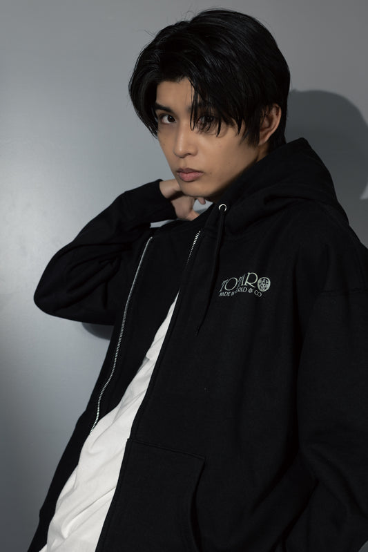 柊太朗 × MIW LEAVES A MARK Full Zip Hoodie black