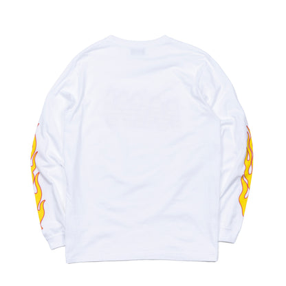 crew neck long sleeve tee（fire pattern）white