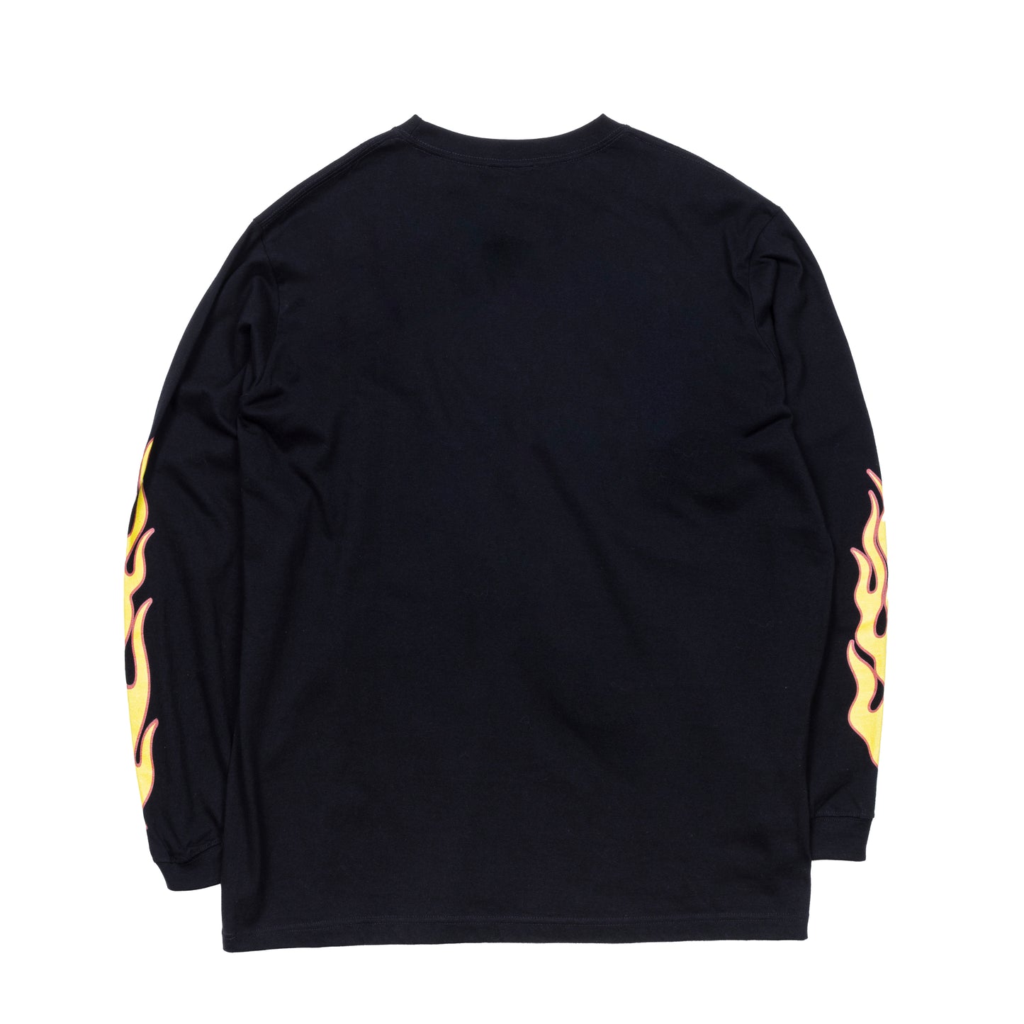 crew neck long sleeve tee（fire pattern）black