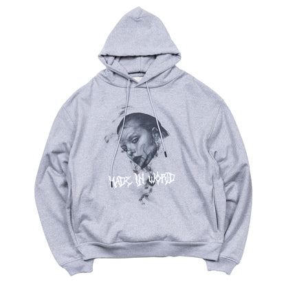 pull over hoodie（face）grey