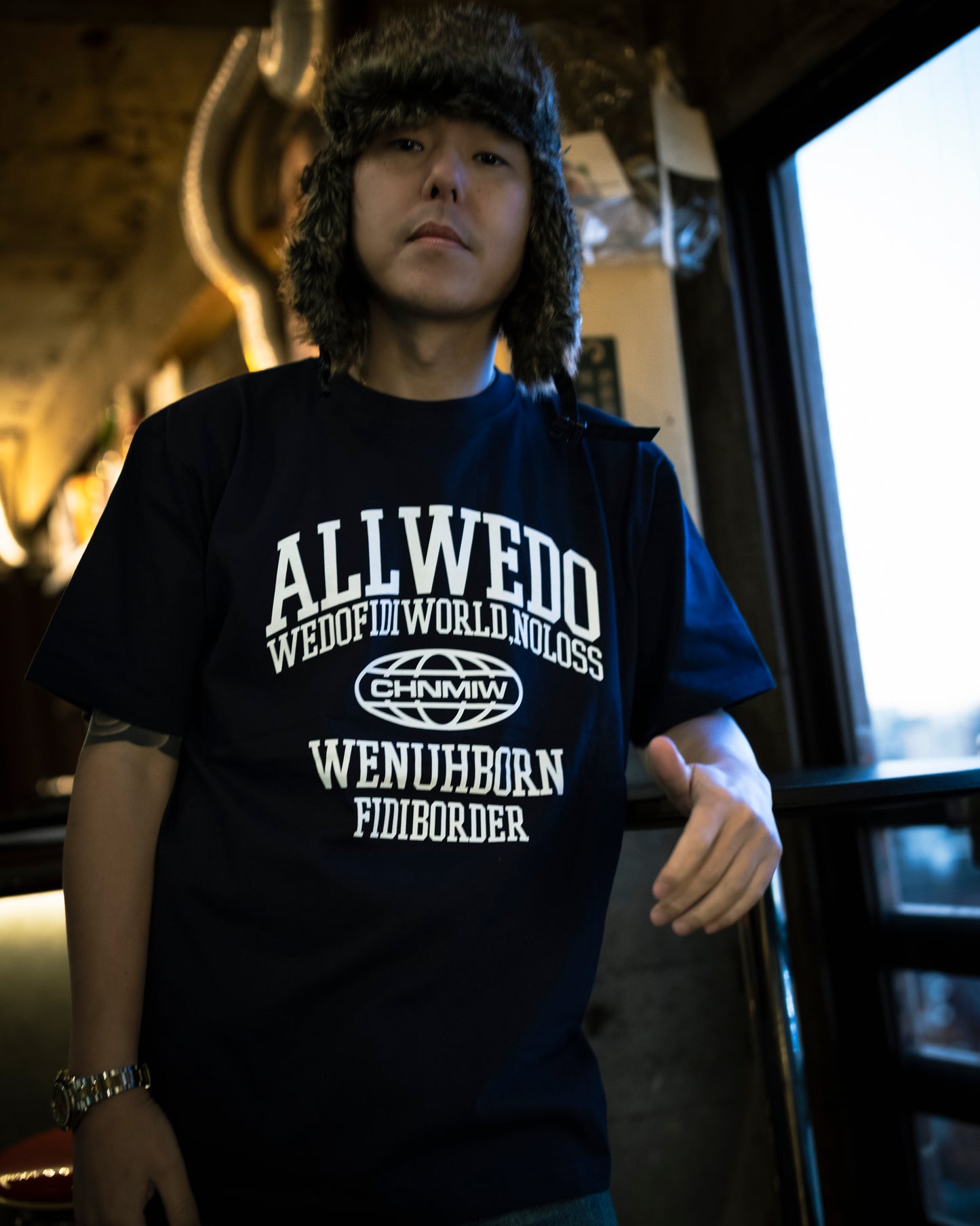 CHEHON×MADE IN WORLD&CO  crew neck tee（college logo）