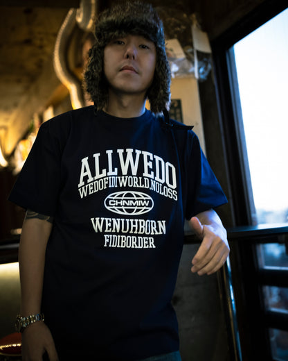 CHEHON×MADE IN WORLD&CO  crew neck tee（college logo）