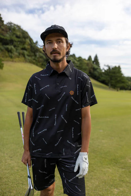 patterned polo shirt Black