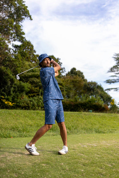 patterned mesh HAT blue