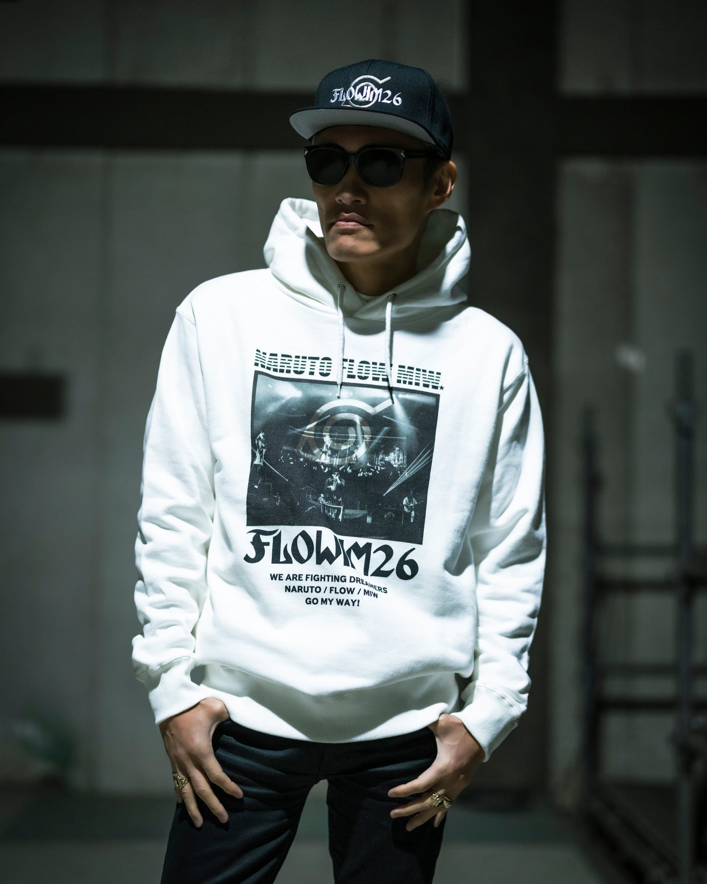 【予約】FLOW×NARUTO×MIW pull over hoodie (LIVE) white