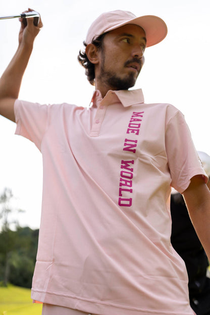 dot mesh polo pink