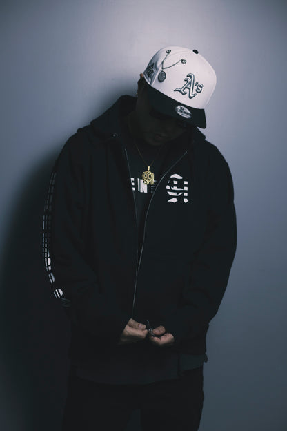CHEHON × MIW FULL ZIP HOODIE BLACK