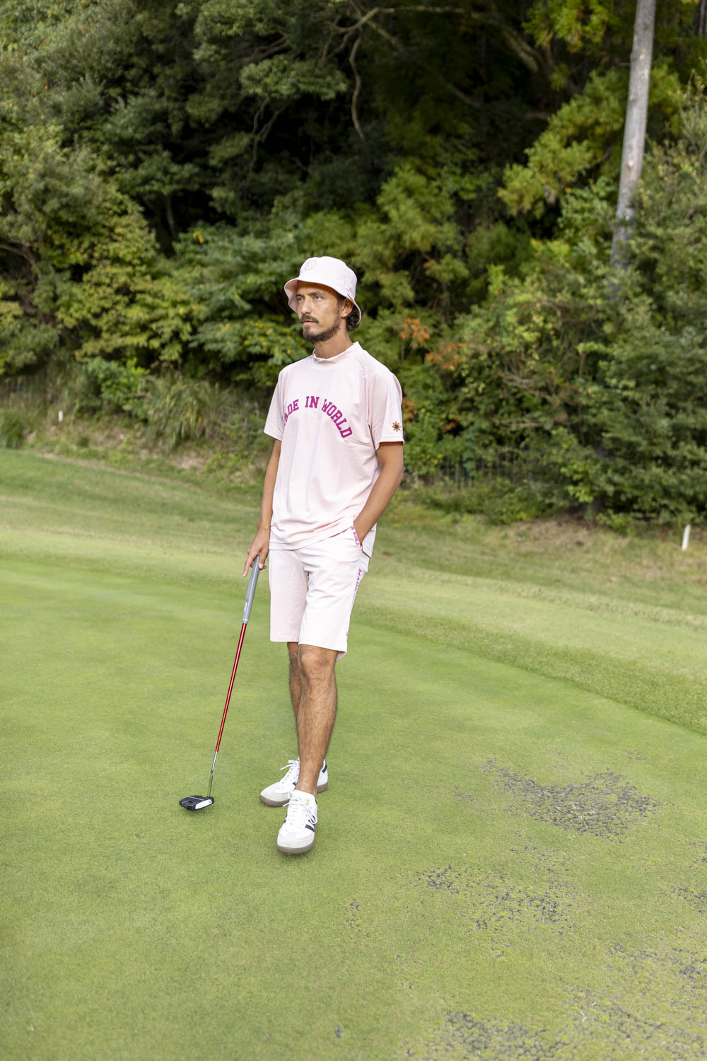 dot mesh short pink