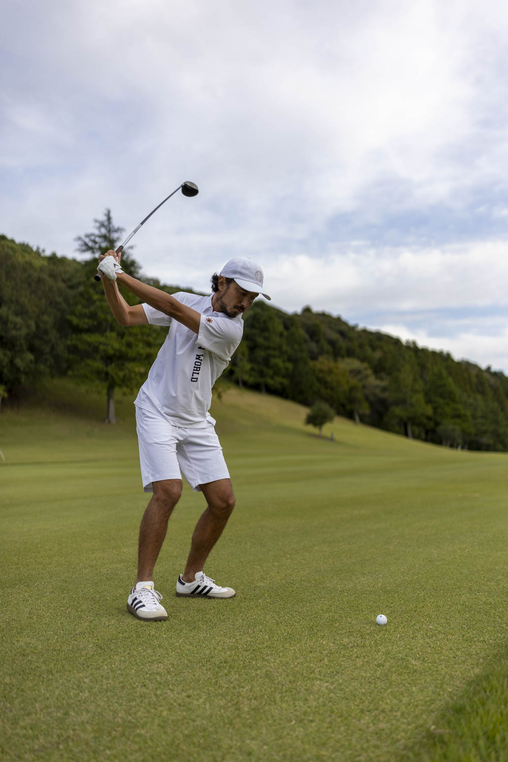 circle logo mesh CAP white