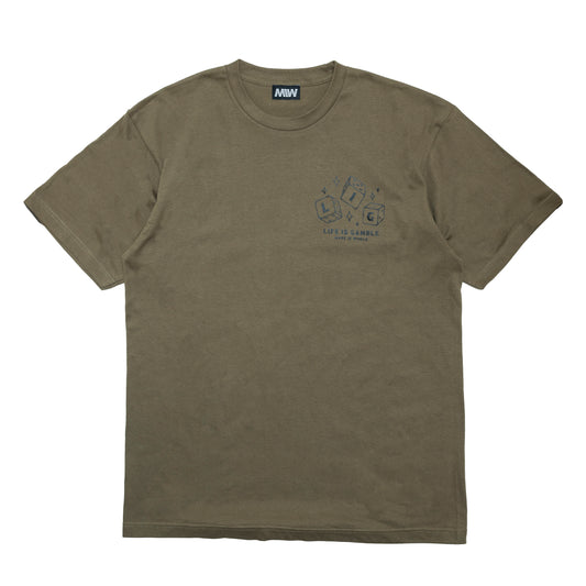 【予約】crewneck tee(dice chest logo) khaki