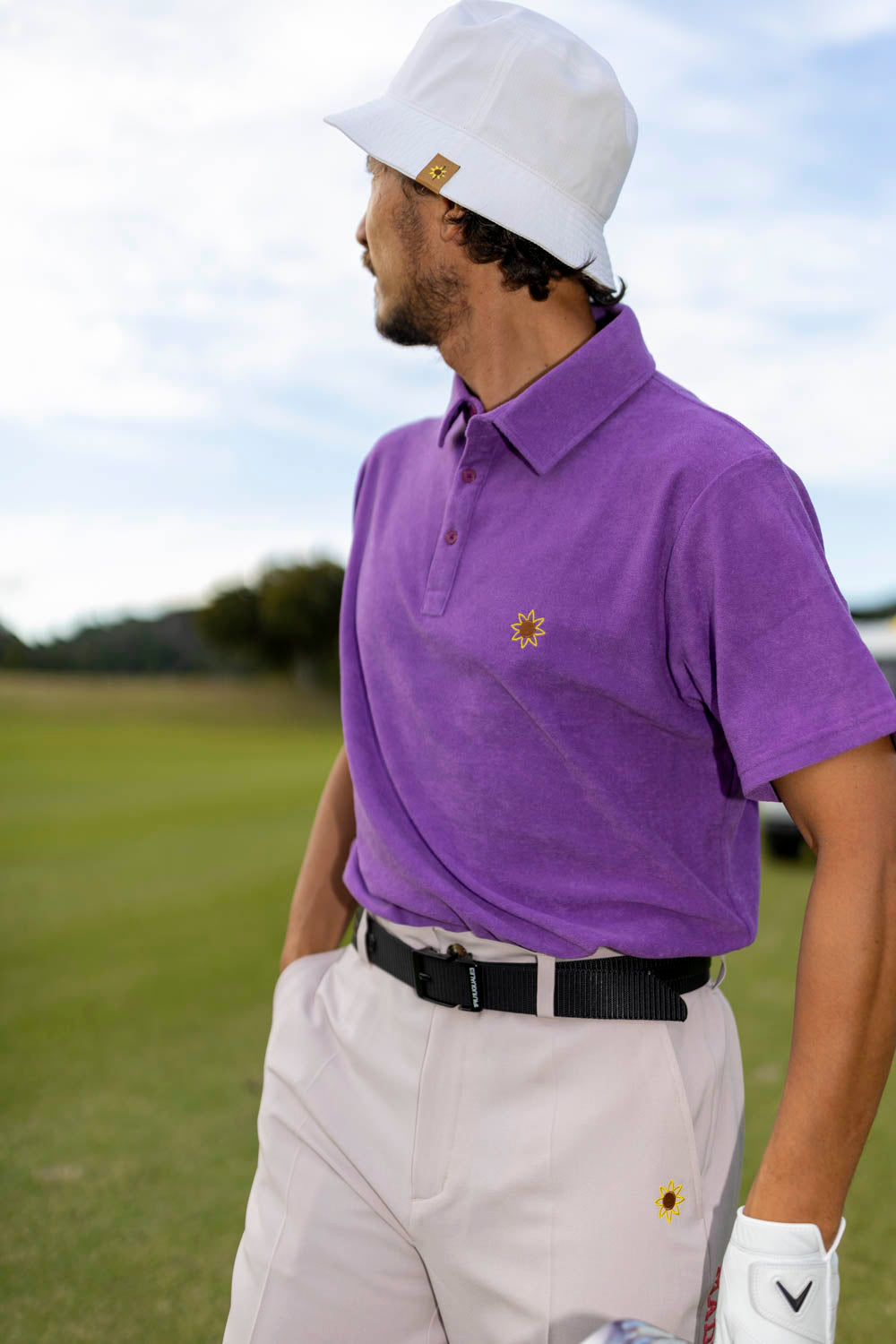 pile polo shirt　purple