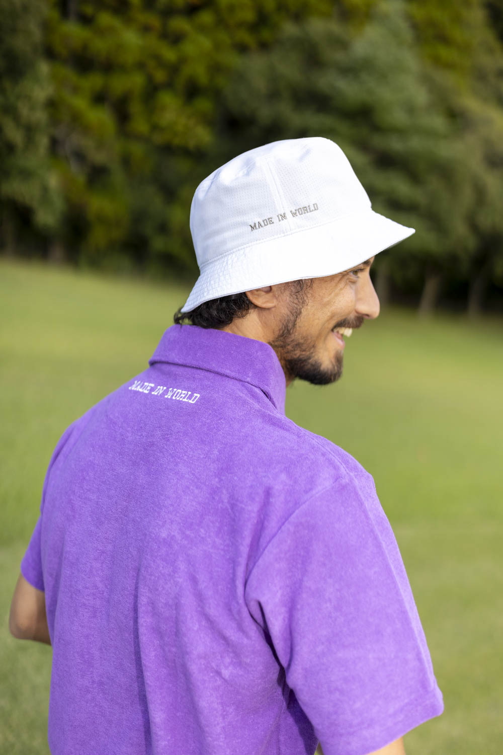 pile polo shirt　purple