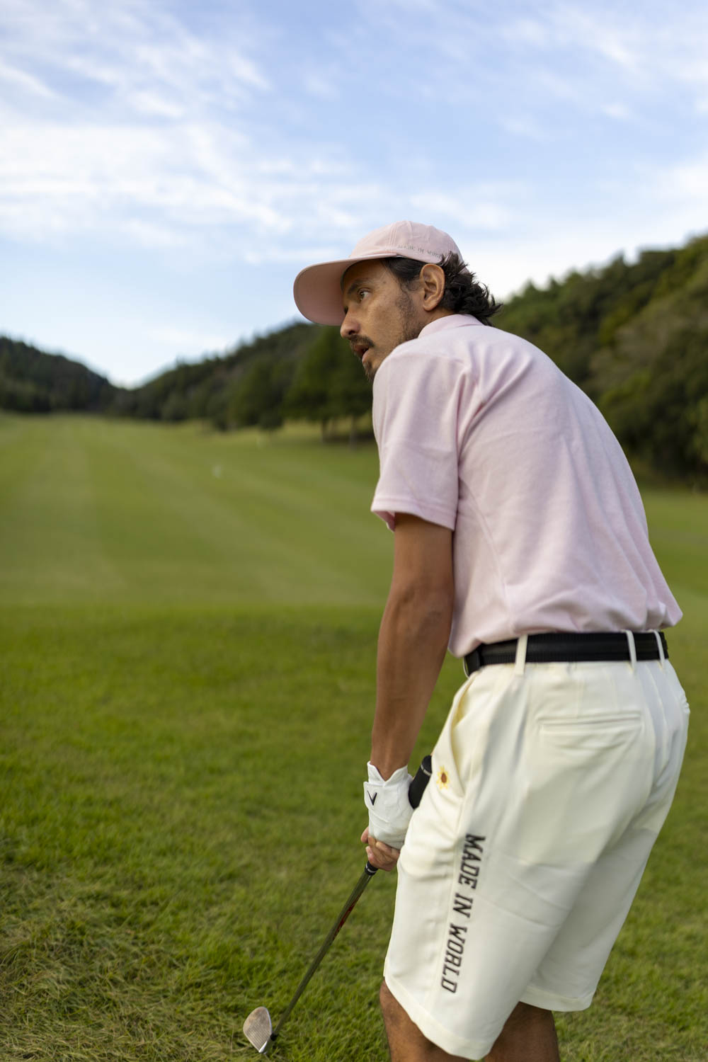 pile polo shirt　pink