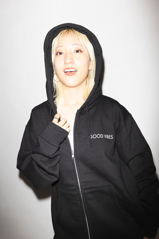 RISANO GOOD VIBES寝顔 hoodie black