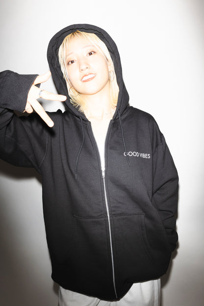 RISANO GOOD VIBES寝顔 hoodie black