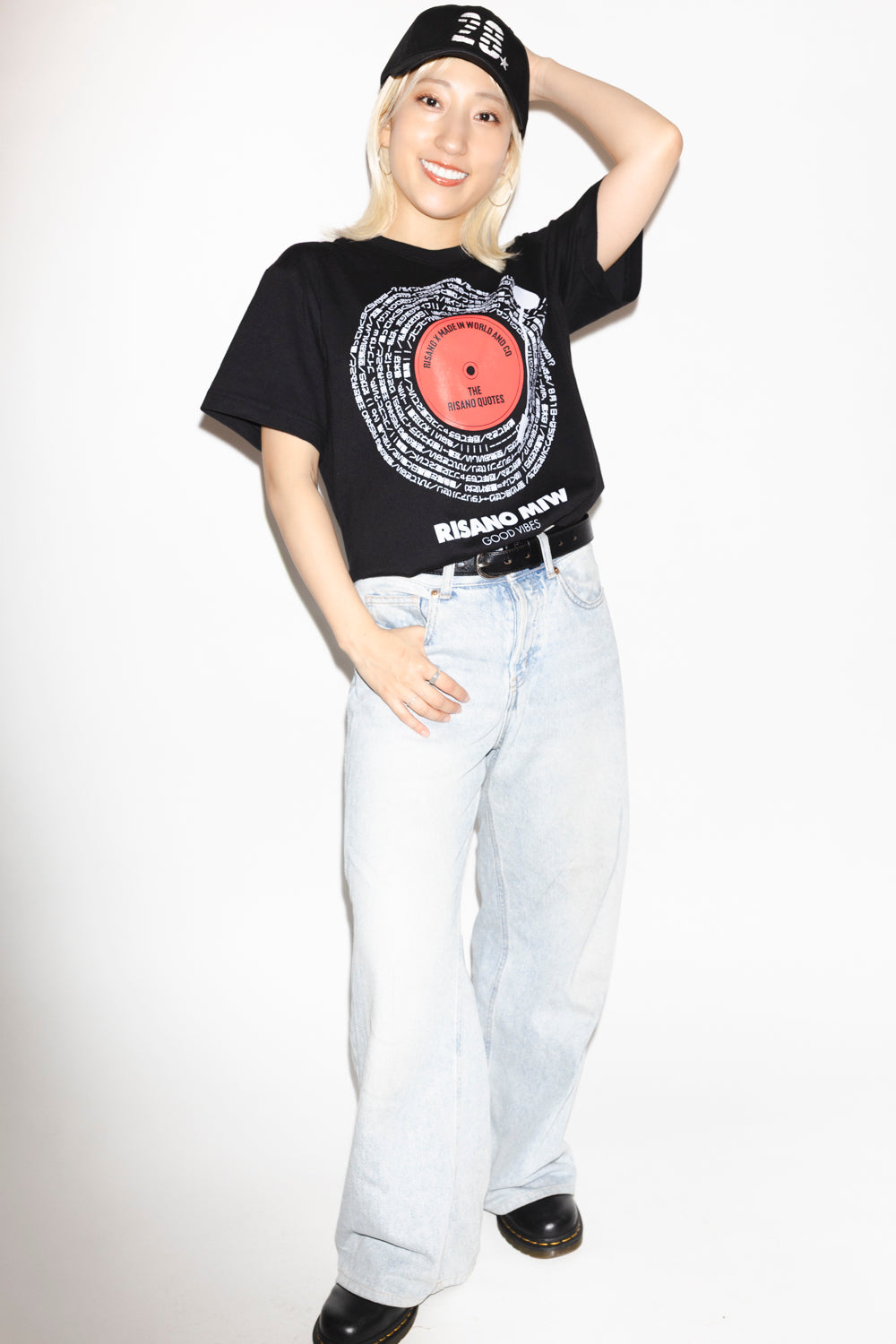 RISANO語録RECORD tee black