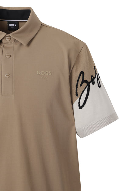 【BOSS GOLF 25SR Men's】SM M Script Hybrid SS Polo / Camel
