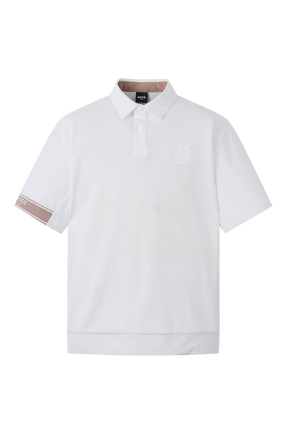 【BOSS GOLF 25SR Men's】SM M Pattern Embossed SS Polo / White
