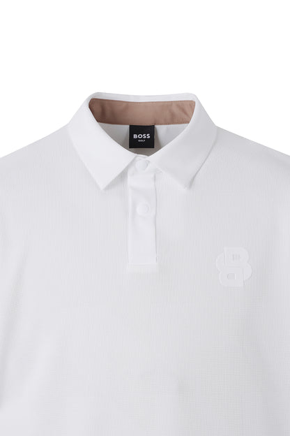 【BOSS GOLF 25SR Men's】SM M Pattern Embossed SS Polo / White