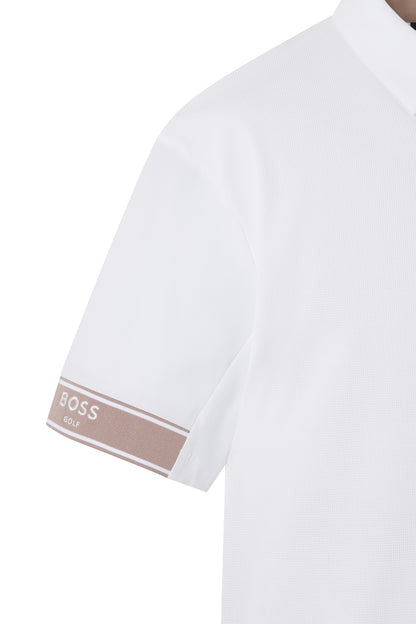 【BOSS GOLF 25SR Men's】SM M Pattern Embossed SS Polo / White