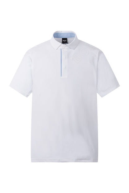 【BOSS GOLF 25SR Men's】SM M Logo Punched SS Polo Tee / White