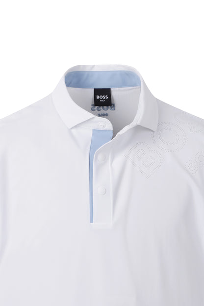 【BOSS GOLF 25SR Men's】SM M Logo Punched SS Polo Tee / White