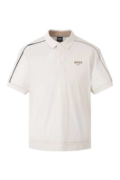 【BOSS GOLF 25SR Men's】SM M SBG line Point SS Polo / Almond Milk