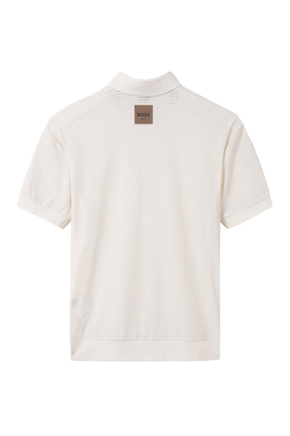 【BOSS GOLF 25SR Men's】SM M SBG line Point SS Polo / Almond Milk