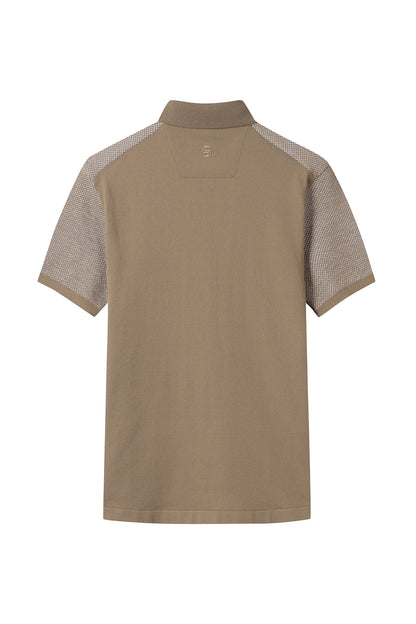 【BOSS GOLF 25SR Men's】SM M Two-tone Knitting SS Polo / Camel
