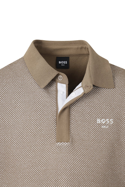 【BOSS GOLF 25SR Men's】SM M Two-tone Knitting SS Polo / Camel