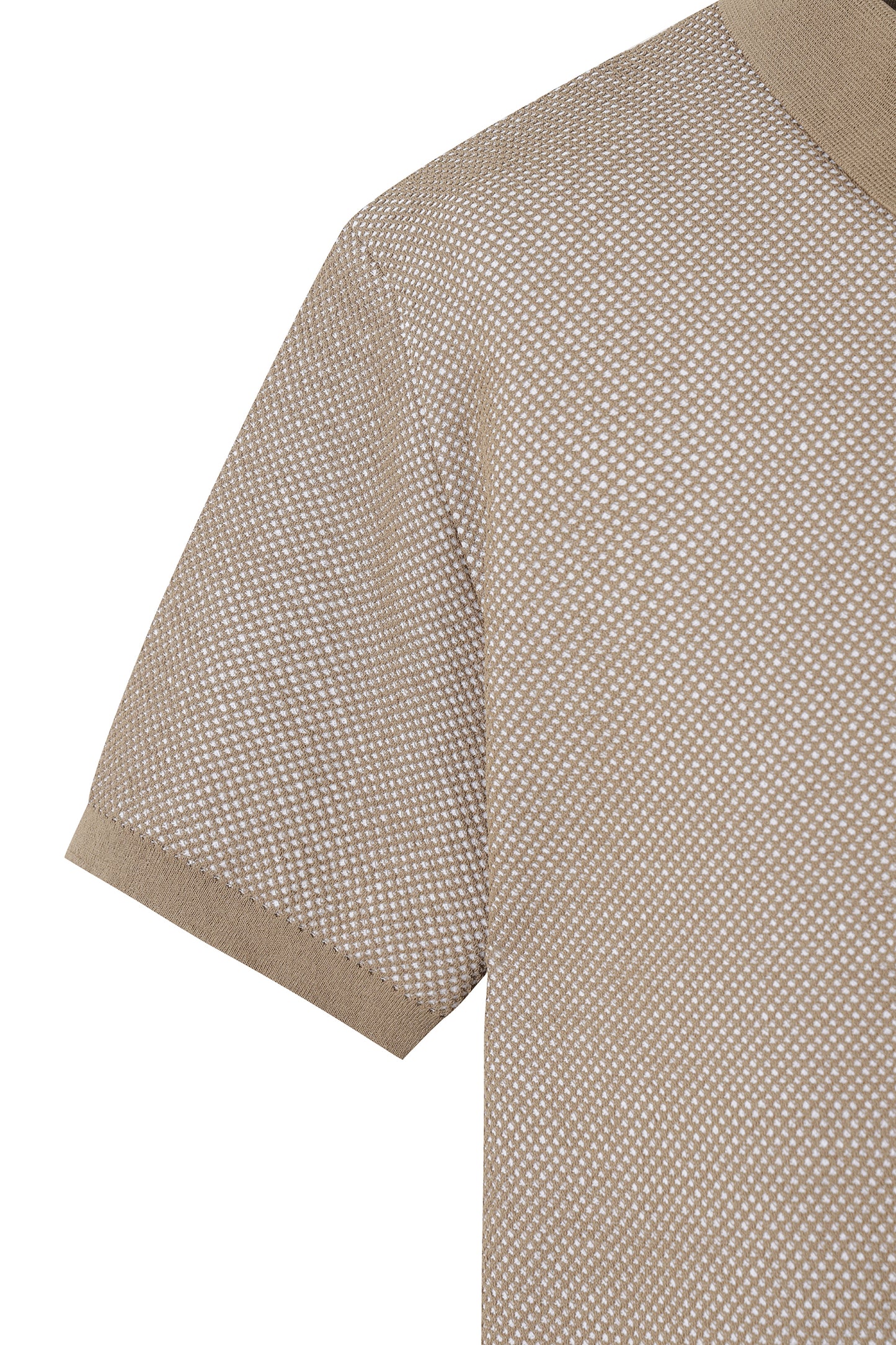 【BOSS GOLF 25SR Men's】SM M Two-tone Knitting SS Polo / Camel