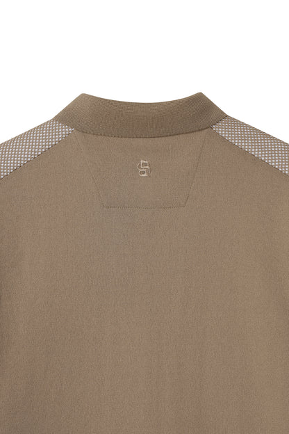 【BOSS GOLF 25SR Men's】SM M Two-tone Knitting SS Polo / Camel