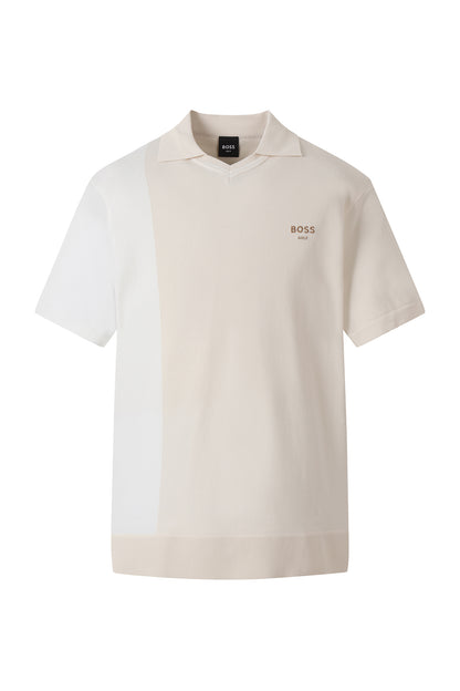 【BOSS GOLF 25SR Men's】SM M Vertical Blocking SS Knit / Almond Milk