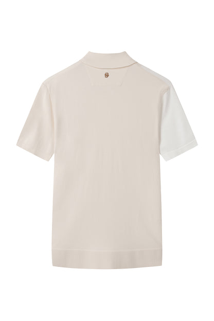 【BOSS GOLF 25SR Men's】SM M Vertical Blocking SS Knit / Almond Milk