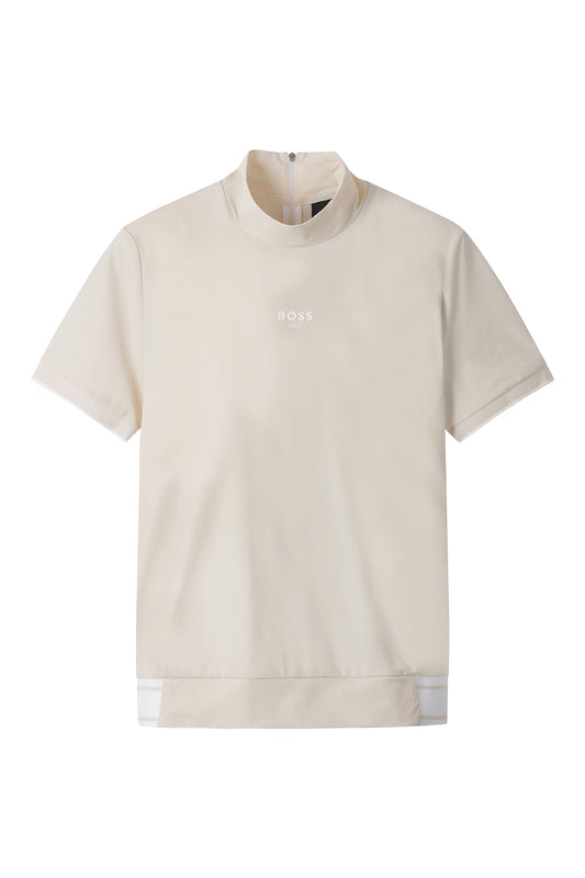 【BOSS GOLF 25SR Woman's】SM W Back QZ Mock Neck SS Tee / Almond Milk