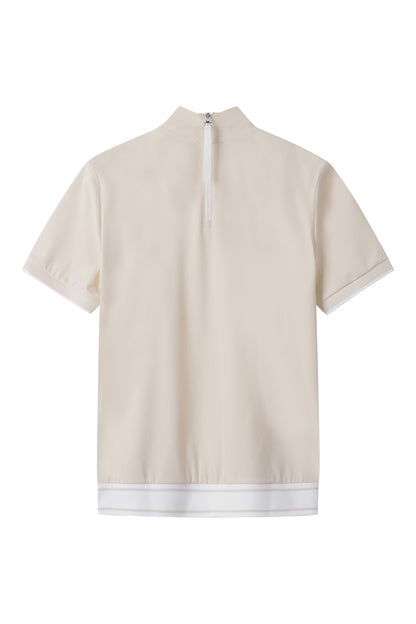 【BOSS GOLF 25SR Woman's】SM W Back QZ Mock Neck SS Tee / Almond Milk