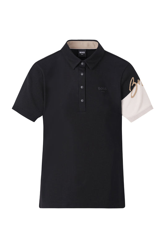 【BOSS GOLF 25SR Woman's】SM W Script Hybrid SS Polo / Black