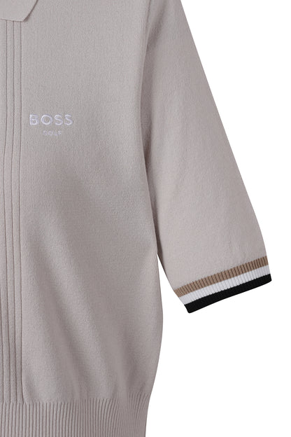【BOSS GOLF 25SR Woman's】SM W Button Point SS Polo Knit / Almond Milk